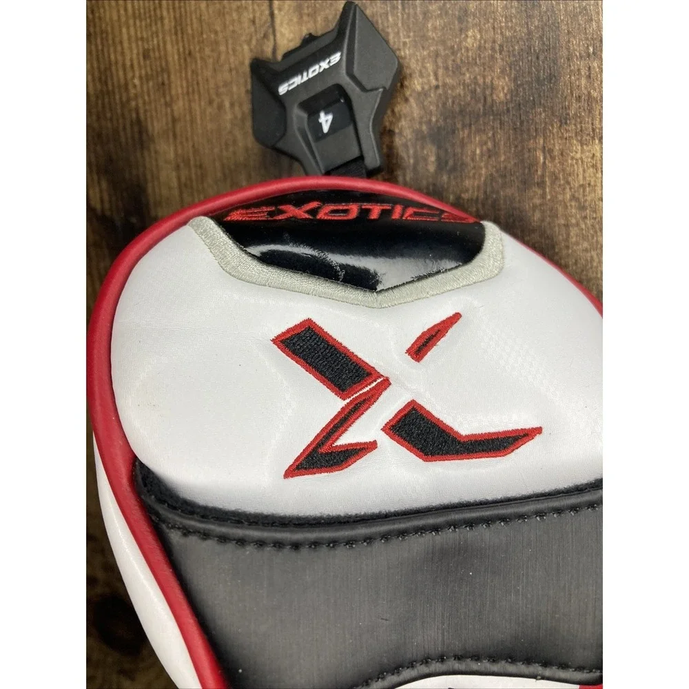 Exotics E8 Hybrid White/Red/Black Golf Headcover w/ Identifier Tag